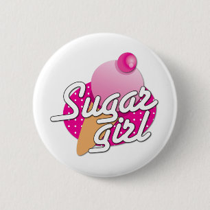 Rockabilly Eiscreme des Zuckermädchens Button