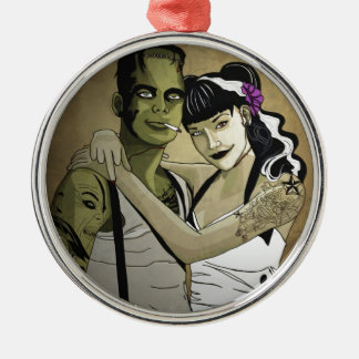 Rockabilly Frank und Braut Silbernes Ornament
