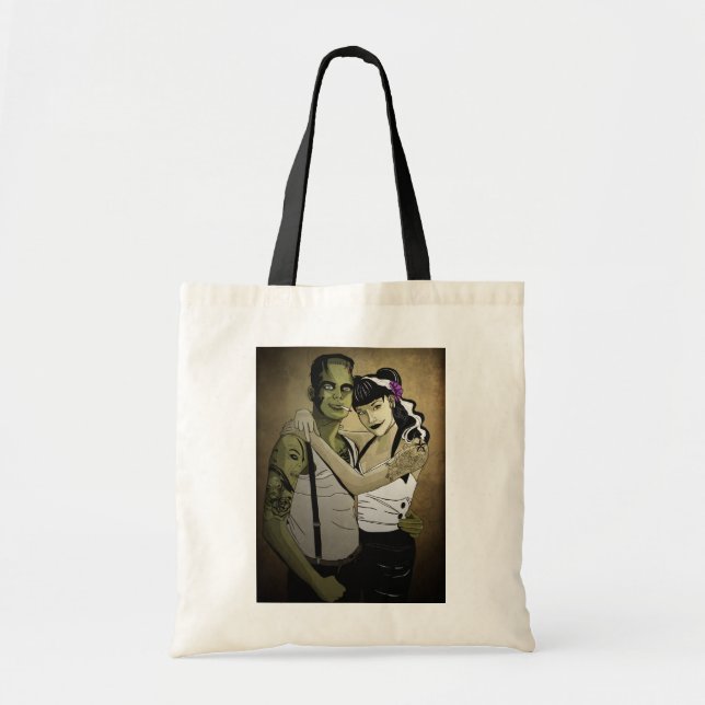 Rockabilly Frank und Braut Tragetasche (Vorne)