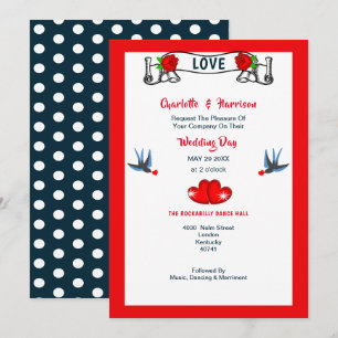 Rockabilly-Fünfziger-Hochzeitseinladung Einladung
