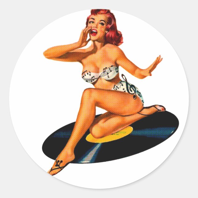 Rockabilly Goddess Runder Aufkleber (Vorderseite)