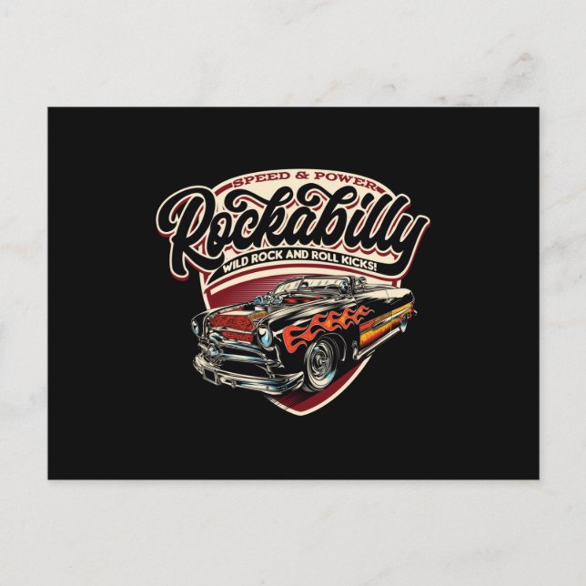 Rockabilly Hotrod Speed Flames - Nebel Postkarte (Vorderseite)