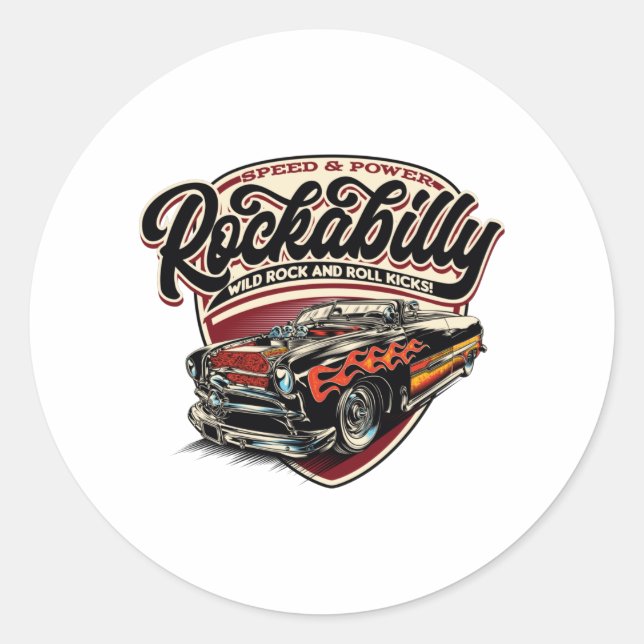 Rockabilly Hotrod Speed Flames - Pos Runder Aufkleber (Vorderseite)