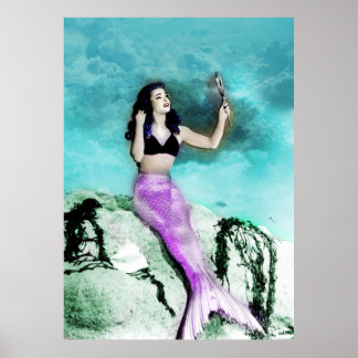Rockabilly Mermaid Print Poster