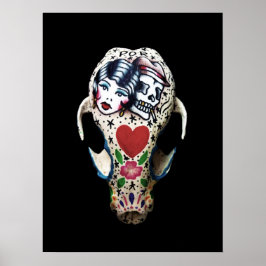 Rockabilly Painted Skull Poster