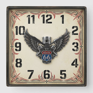 Rockabilly quadratische wanduhr