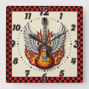 Rockabilly Quadratische Wanduhr