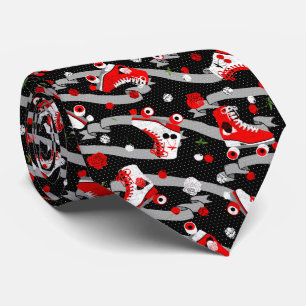 Rockabilly Retro Roller Skaten Krawatte