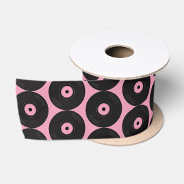 Rockabilly Retro Vinyl Platten auf rosa Satinband