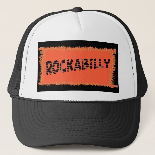RockaBilly schwarz gerippter schwarzer LKW-Hut Truckerkappe (Vorderseite)