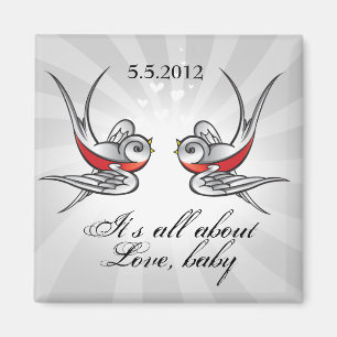 Rockabilly Tätowierung schluckt Save the Date Magnet