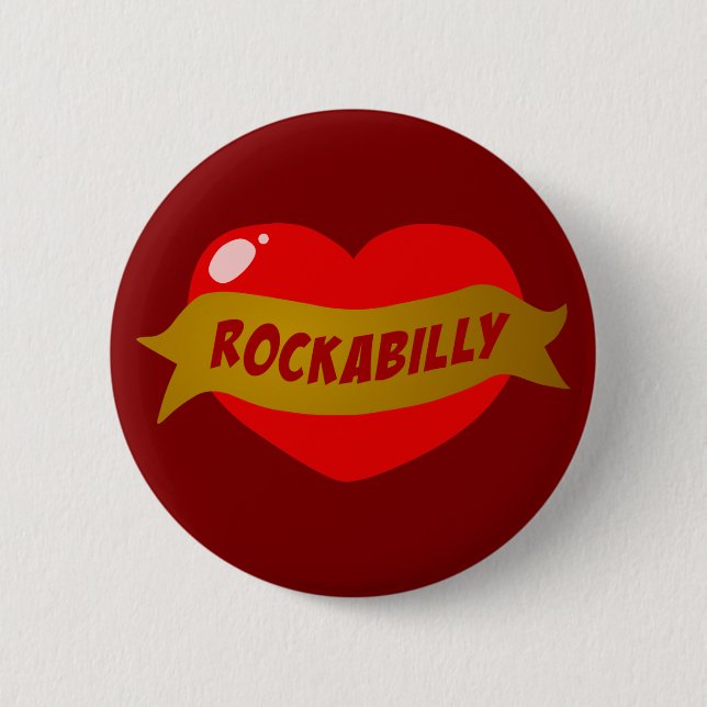 Rockabilly Tätowierungs-Herz Button (Vorderseite)
