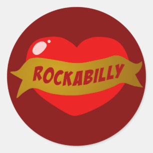Rockabilly Tätowierungs-Herz Runder Aufkleber
