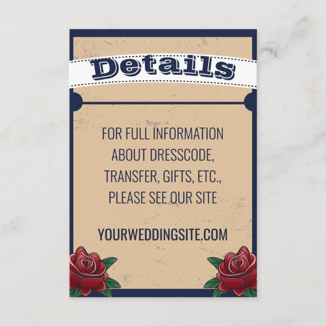 Rockabilly Tattoo Gothic Wedding Begleitkarte (Vorderseite)