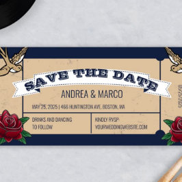 Rockabilly Tattoo Gothic Wedding Save the Date Magnetkarte