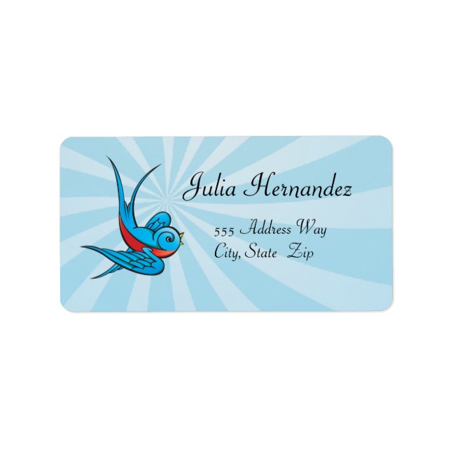 Rockabilly Tattoo Swallow Bird Labels Adressaufkleber (Vorne)