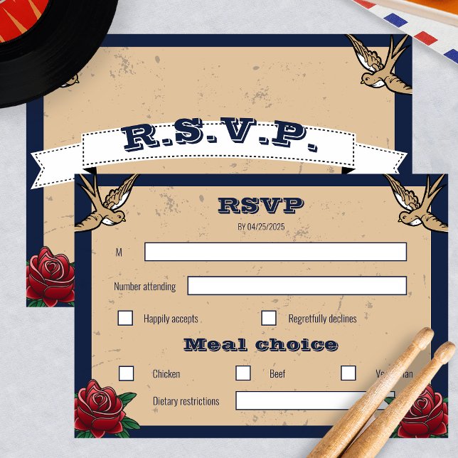 Rockabilly Ticket Rock and Roll Wedding RSVP (Von Creator hochgeladen)