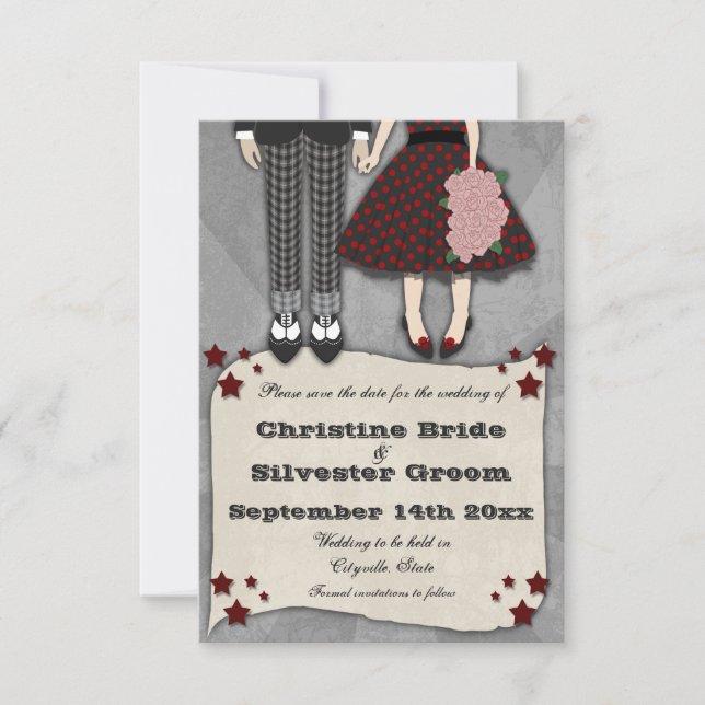 Rockabilly Wedding, 3,5 x 5 Save the Date (Vorderseite)