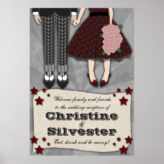 Rockabilly Wedding, Empfang Begrüßungspposter Poster
