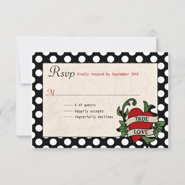 Rockabilly Wedding RSVP Karte (Vorderseite)