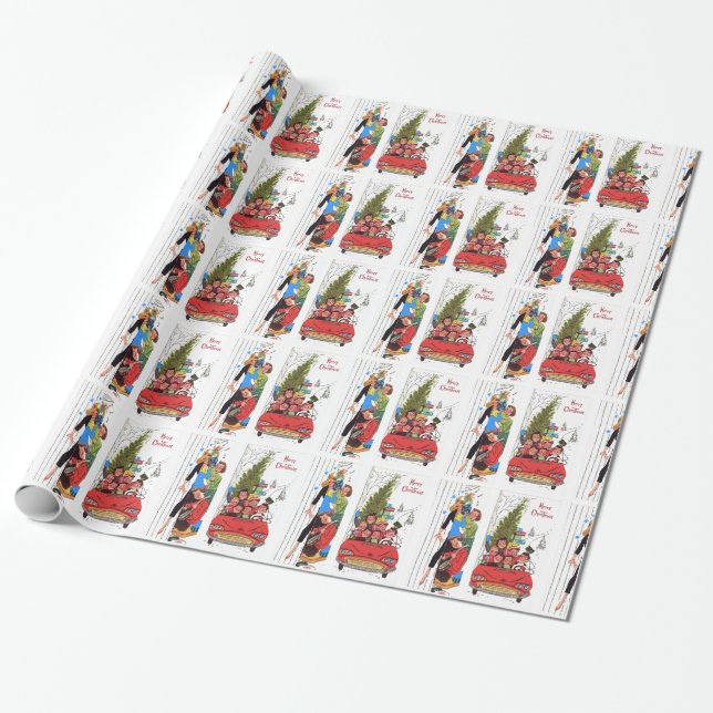 Rockabilly Weihnachten Geschenkpapier (Ungerollt)
