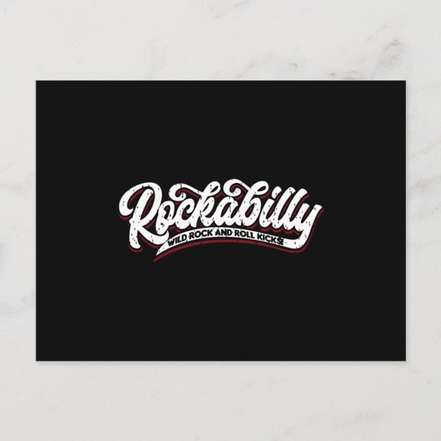 Rockabilly Wild Rock'n'Roll - Typo - neg Postkarte (Vorderseite)