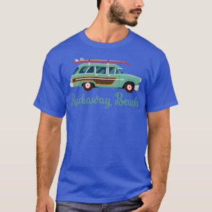 Rockaway Beach New York Retro Surf Wagon T-Shirt