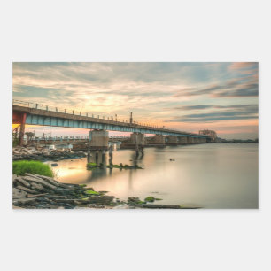 Rockaway Zug-Brücke Rechteckiger Aufkleber