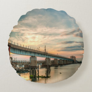 Rockaway Zug-Brücke Rundes Kissen
