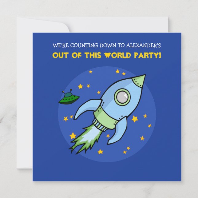 Rockblau Grün Geburtstag Einladung (Vorderseite)