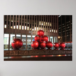 Rockefeller Center New York NY Red Christmas Balls Poster