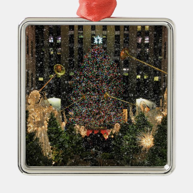 Rockefeller Center Weihnachtsbaum, Engel, Schnee Ornament Aus Metall (Vorne)