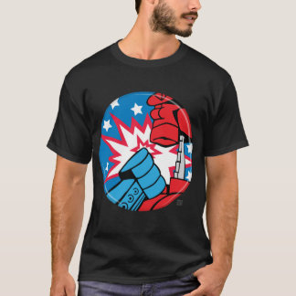 Rockem Sockem USA Kampagnen-Knopf-T-Shirt T-Shirt