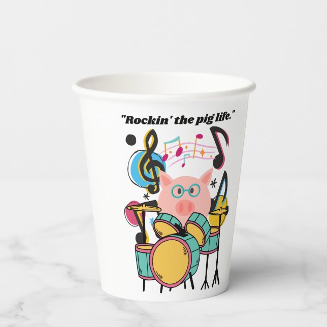 Rocken des Schweins Pappbecher (Rückseite)