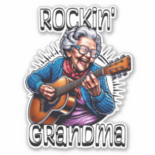 Rockende Oma Lustiger Comic  Aufkleber