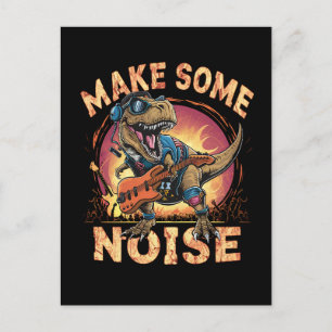 Rockender T-Rex Dinosaur Konzert Kunst Feiertagspostkarte