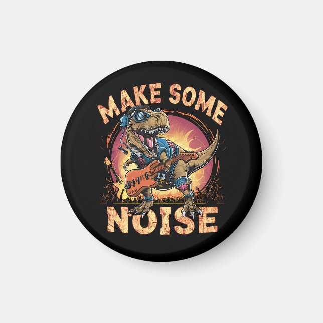Rockender T-Rex Dinosaur Konzert Kunst Magnet (Vorne)