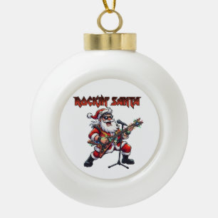 Rockender Weihnachtsmann-Gitarrist Keramik Kugel-Ornament