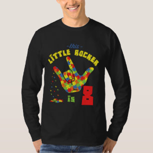 Rocker Achtjährig Geborenes Geburtsrätsel Autismus T-Shirt