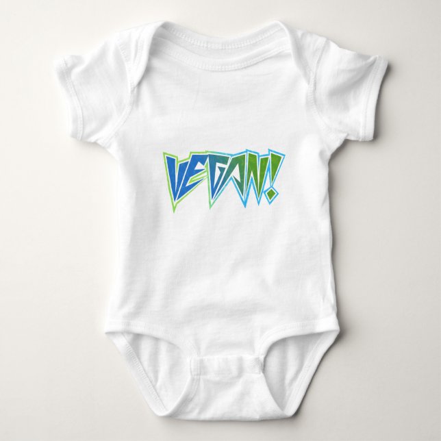 Rocker-blaues veganes baby strampler (Vorderseite)