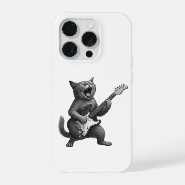 Rocker Cat iPhone Case 15 Pro Hülle (Rückseite)