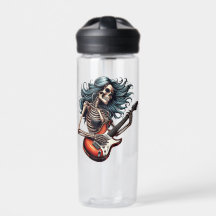 Rocker Chick Skeleton Frau spielt Gitarre