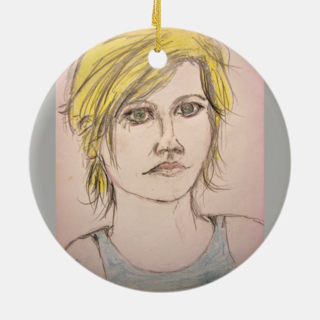 Rocker Girl mit Tattoo Keramik Ornament (Hinten)