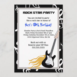 ROCKER GUITAR HERO Invitation de fête d'anniversai