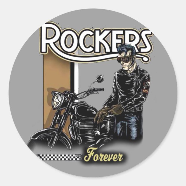 ROCKER HABEN SICH VERSCHIEDEN. RUNDER AUFKLEBER (Vorderseite)