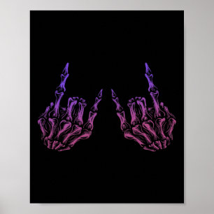 Rocker Hand Sign Rock Skelett Retro Halloween Männ Poster