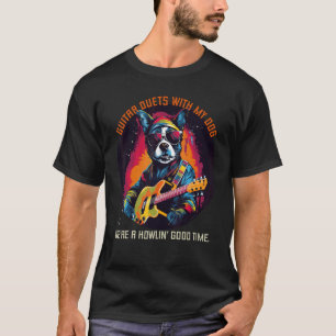 Rocker-Hund mit cooler E-Gitarre für Rock'n Roll-T T-Shirt