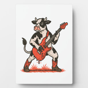 Rocker-Kuh PNG, Kuh spielt Gitarre Fotoplatte