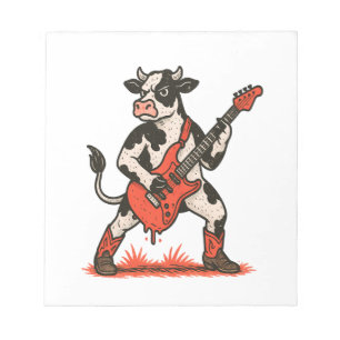 Rocker-Kuh PNG, Kuh spielt Gitarre Notizblock