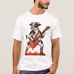 Rocker-Kuh PNG, Kuh spielt Gitarre T-Shirt